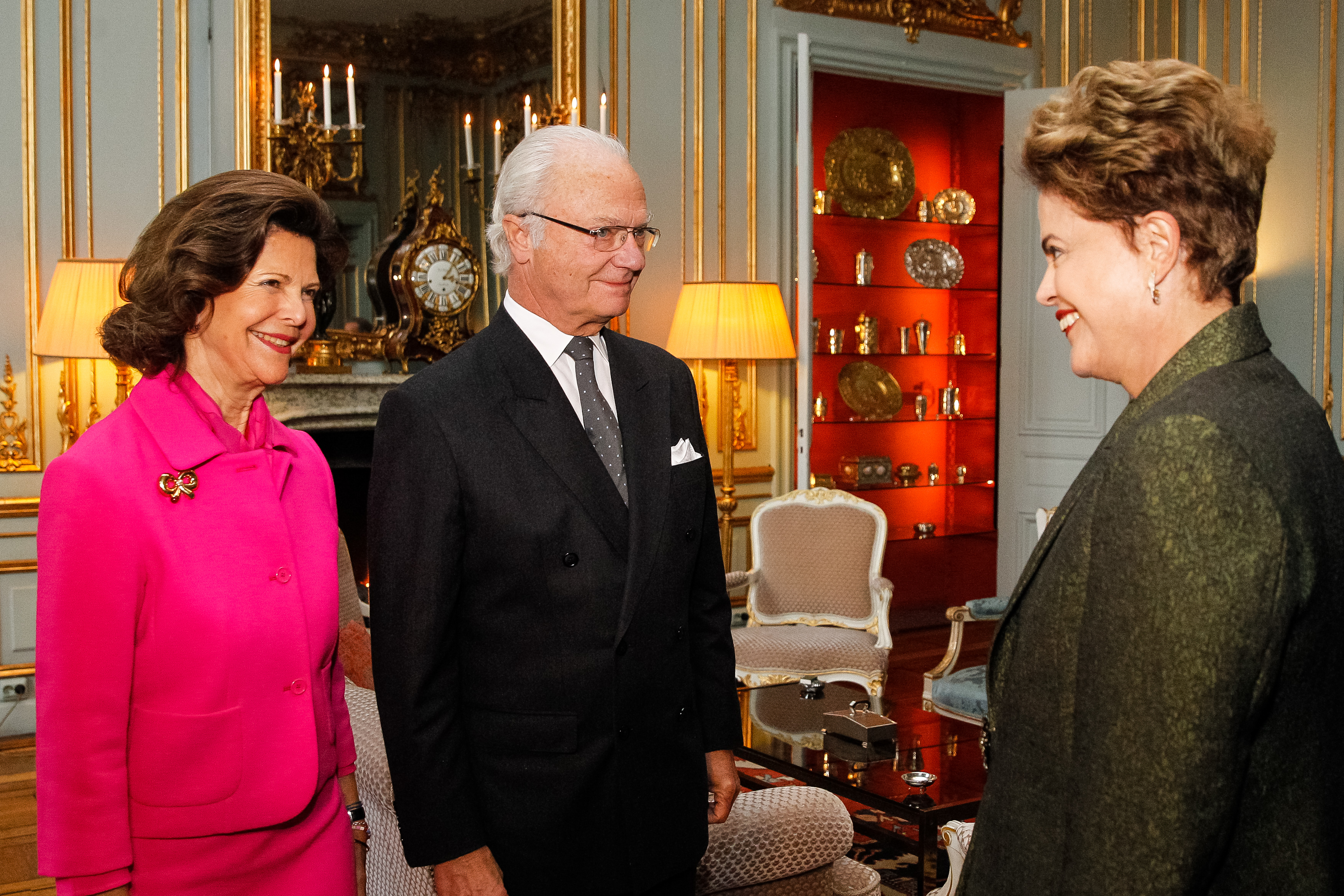 Presidenta Dilma Rousseff durante encontro com Suas Majestades o Rei Carlos XVI Gustavo e a Rainha Sílvia, Estocolmo-Suécia, 18/10/2015