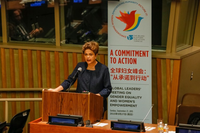 Presidenta Dilma Rousseff durante encontro de líderes globais sobre igualdade de gênero e empoderamento das mulheres: um compromisso para a ação. Nova Iorque-EUA, 27/09/2015  