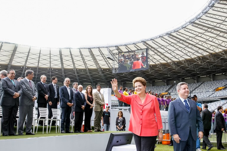 Presidenta Dilma Rousseff durante entrega das obras de modernização do estádio de futebol Governador Magalhães Pinto - Mineirão. Belo Horizonte-MG, 21/12/2012