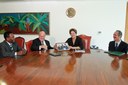  Presidenta Dilma Rousseff e o Ministro do Esporte Aldo Rebelo recebem Joseph Blatter Presidente da Fifa e o  Pelé. Brasília - DF, 16/03/2012