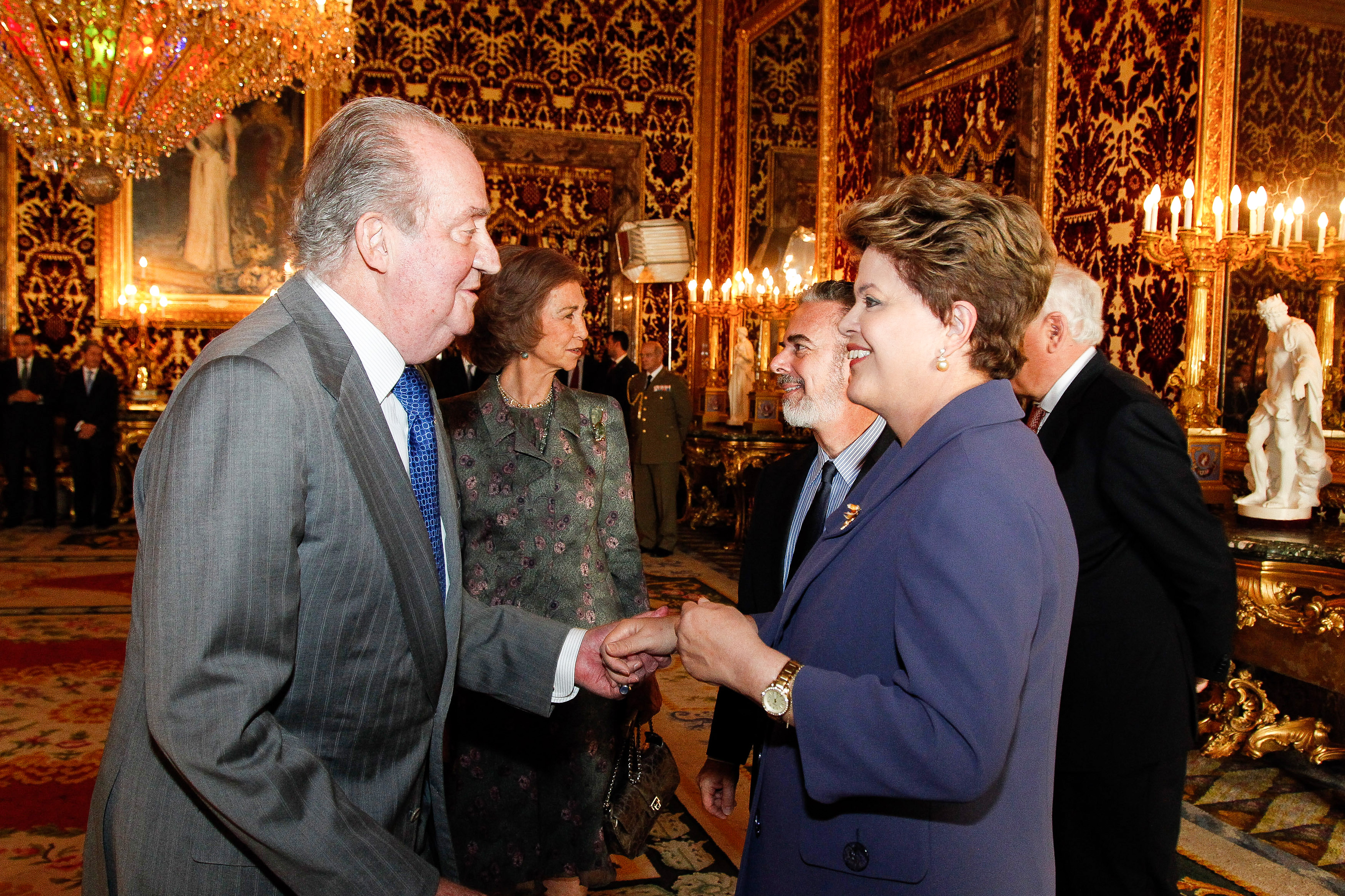 Presidenta Dilma Rousseff durante encontro com suas majestades o rei Juan Carlos I e a rainha Sofia da Espanha . Madri - Espanha, 19/11/2012