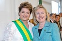 Presidenta Dilma recebe os cumprimentos da secretária de Estado norte-americana, Hillary Clinton. Brasília-DF, 01/01/2011