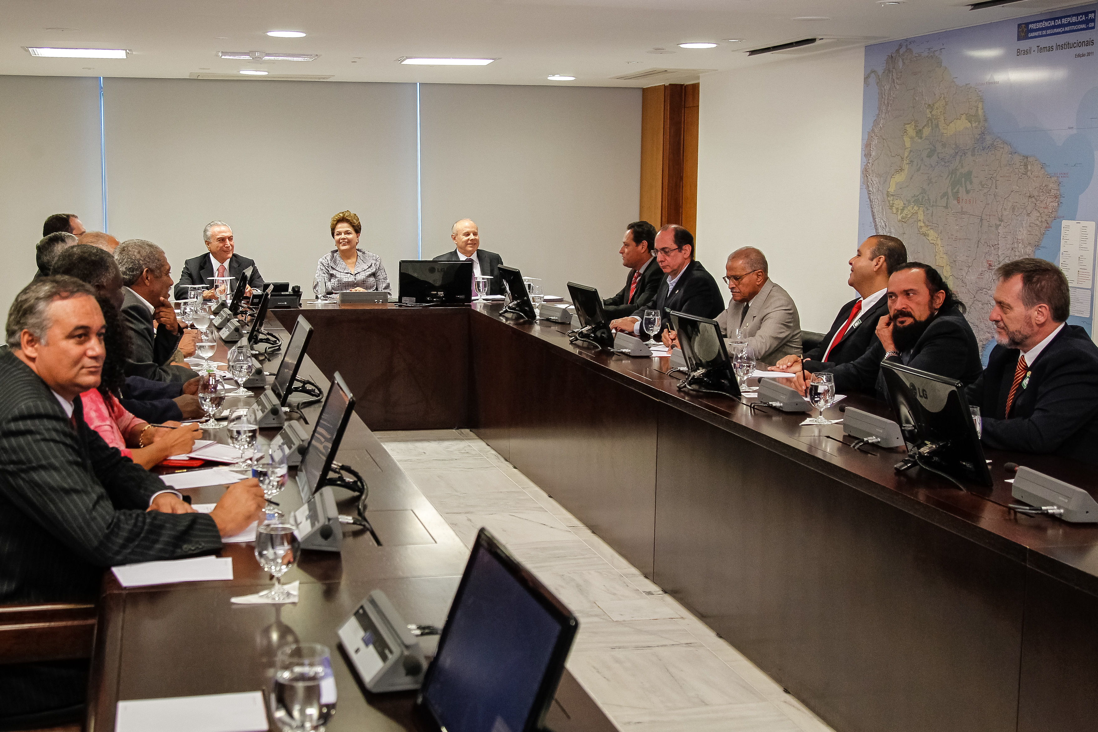 Presidenta Dilma Rousseff durante reunião com Centrais Sindicais. Brasília - DF, 03/05/2012