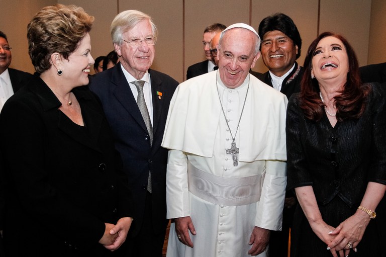 Presidenta Dilma Rousseff na Santa Missa pela 28ª Jornada Mundial da Juventude, com Vice-Presidente do Uruguai, Danilo Astori, Sua Santidade o Papa Francisco, Presidente da Bolívia, Evo Morales e a Presidente da Argentina, Cristina Kirschner. Rio de Janeiro-RJ, 28/07/2013