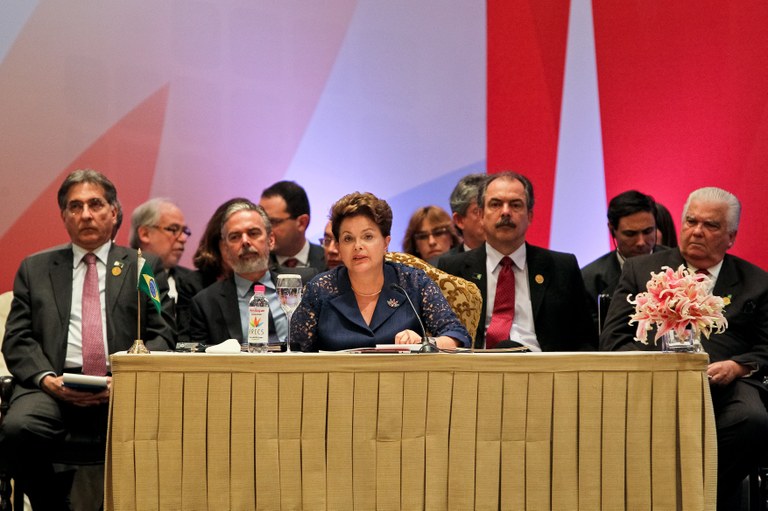 Presidenta Dilma Rousseff durante sessão ampliada da Cúpula do BRICS. Nova Délhi - Índia, 29/03/2012