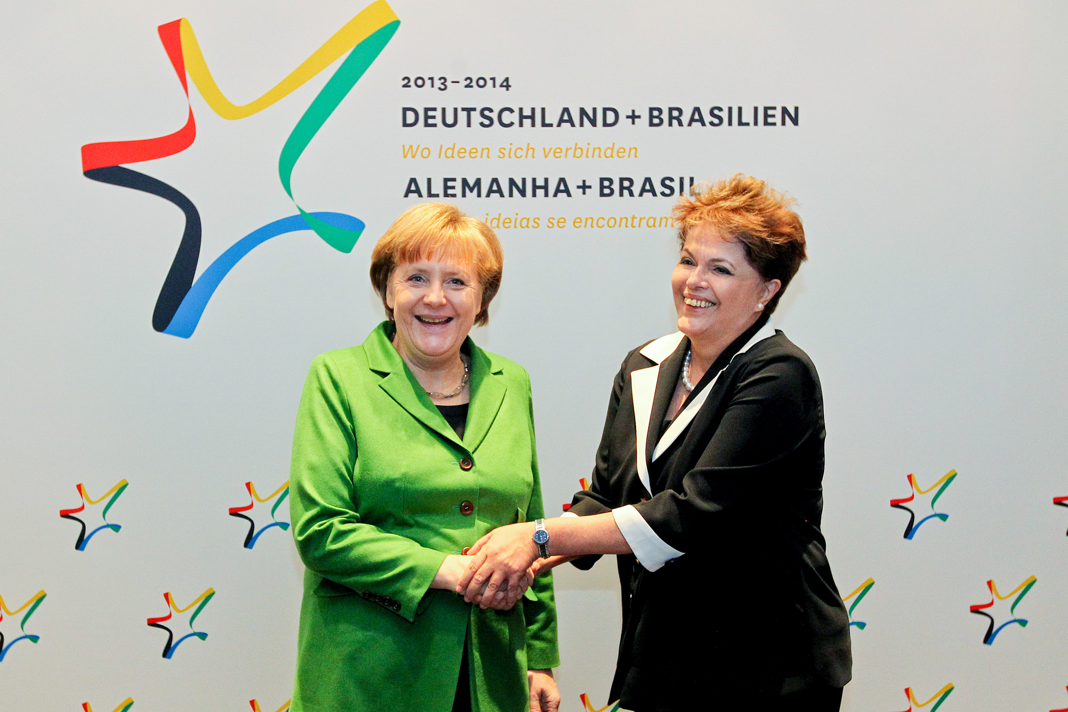 Presidenta Dilma Rousseff e a Sra. Angela Merkel, Chanceler Federal da Alemanha, durante almoço em sua homenagem, oferecido pelo Sr. Stefan Zoller, Presidente do Brazil Board da Federação Alemã de Industria. Hannover - Alemanha, 06/03/2012