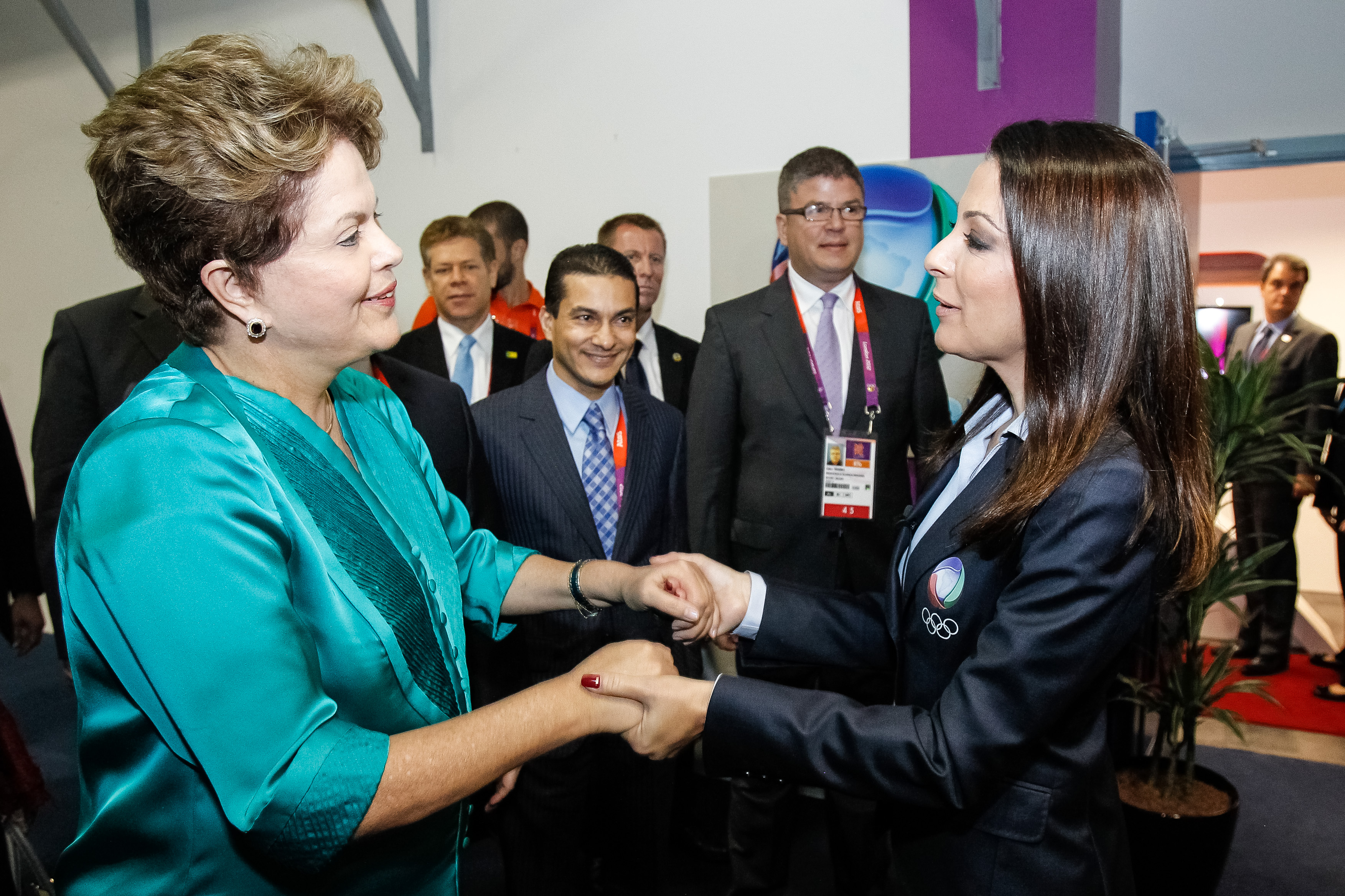 Presidenta Dilma Rousseff durante visita ao Centro de Mídia da Record - International Broadcast Center - Parque Olímpico. Londres - Inglaterra, 26/07/2012 
