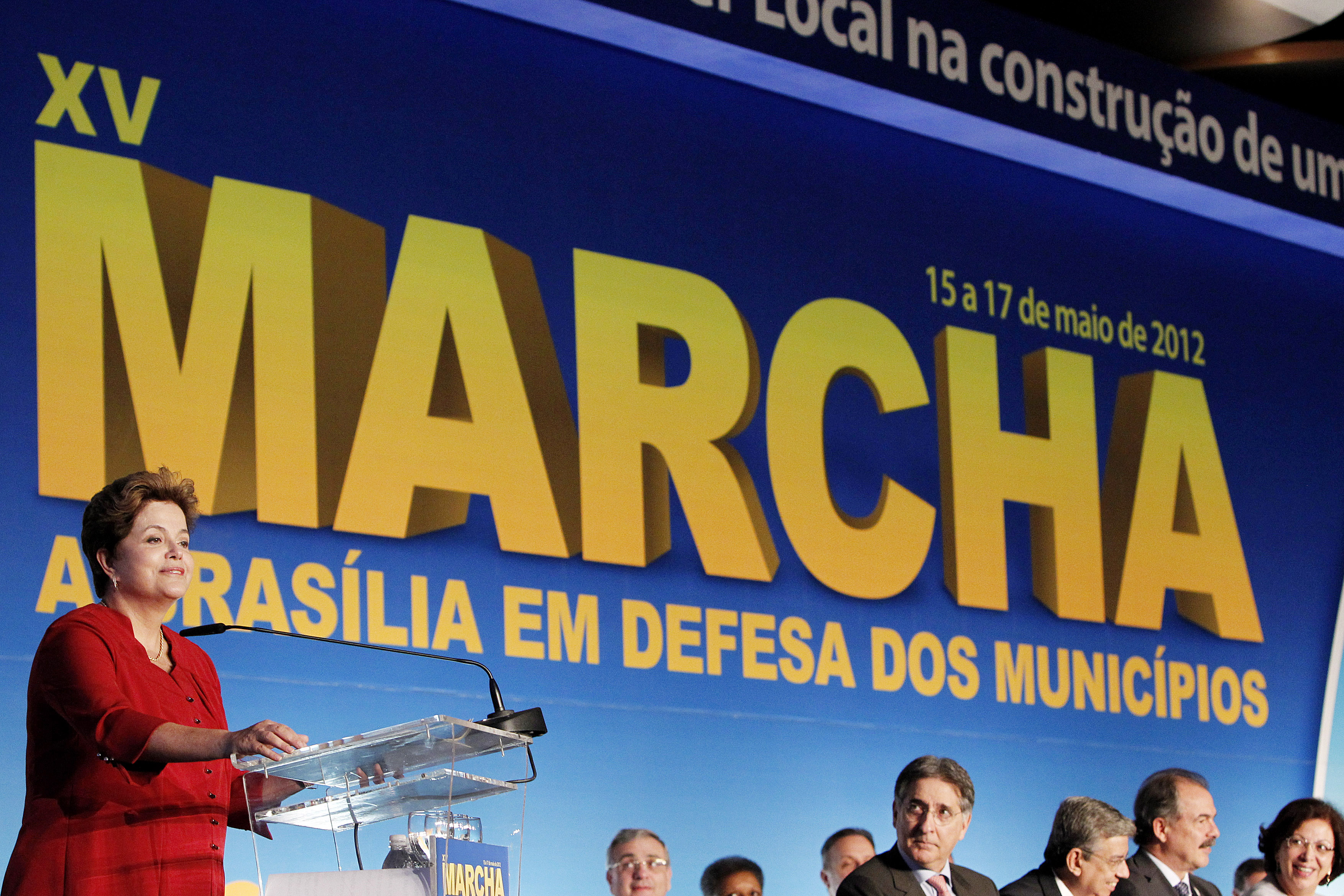 Presidenta Dilma Rousseff durante a cerimônia de abertura da XV Marcha a Brasília em defesa dos Municípios. Brasília - DF, 15/05/2012