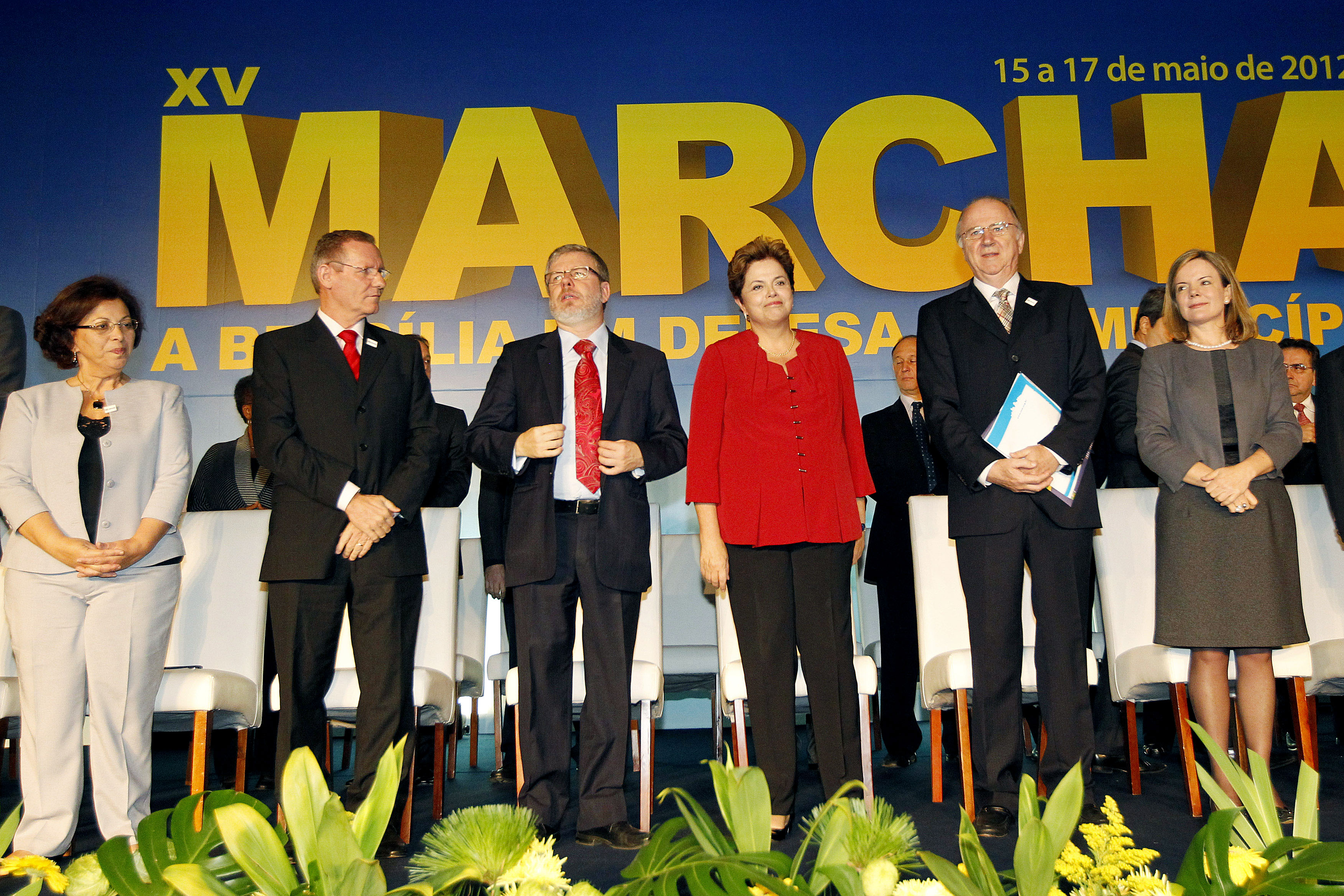Presidenta Dilma Rousseff durante a cerimônia de abertura da XV Marcha a Brasília em defesa dos Municípios. Brasília - DF, 15/05/2012