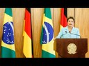 Presidenta Dilma na declaração à imprensa na visita da  chanceler Angela Merkel