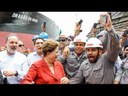 Presidenta Dilma durante a cerimônia de viagem inaugural do navio Dragão do Mar Meu no Estaleiro Atlântico Sul