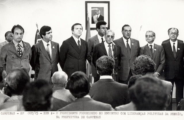 Presidente João Figueiredo  no encontro com lideranças políticas da região, na prefeitura de Campinas