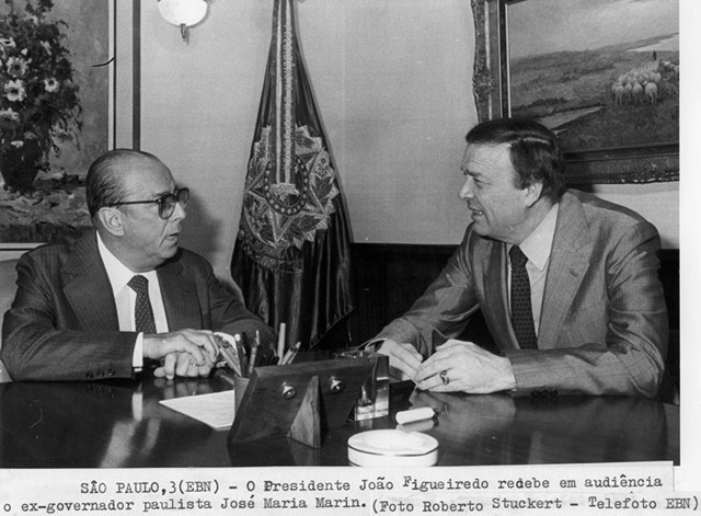 Presidente João Figueiredo recebe em audiência o ex-governador paulista José Maria Marin