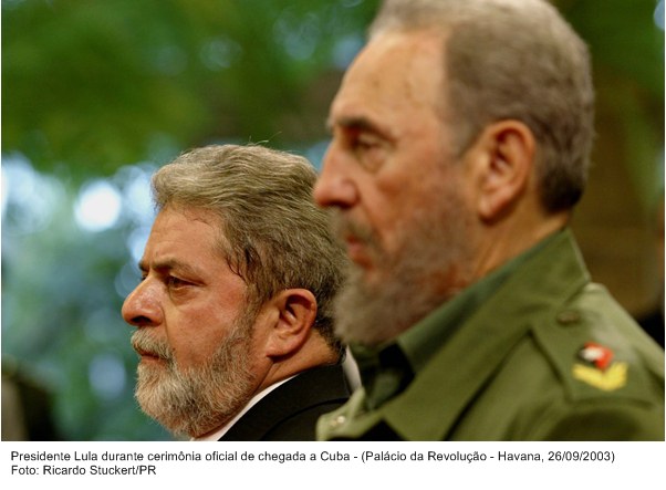 Presidente Lula durante cerimônia de chegada a Cuba - Palácio da Revolução, Havana.
