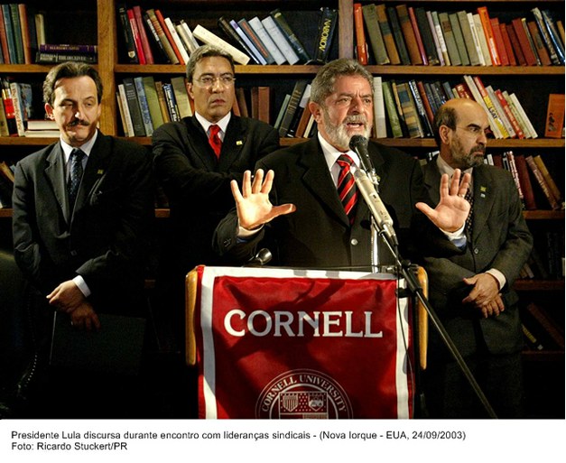 Presidente Lula discursa durante encontros de lideranças sindicais - NY.