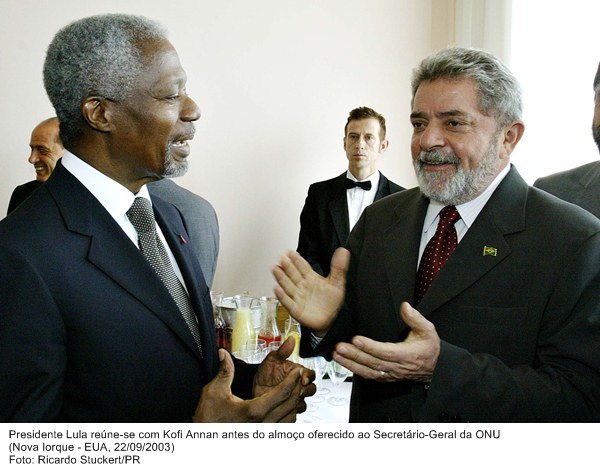 Presidente Lula reúne-se com Kofi Annan antes do almoço oferecido ao secretário-geral da ONU.