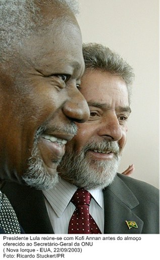 Presidente Lula reúne-se com Kofi Annan antes do almoço oferecido ao secretário geral da ONU.