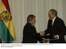 Presidente Lula com o presidente da bolivia, Carlos Mesa, durante assinatura de atos entre países.