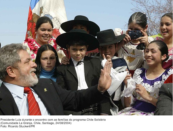 Presidente Lula durante encontro com as famílias do Programa Chile Solidário.