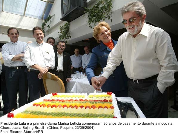 Presidente Lula e primeira dama comemoram 30 anos de casamento em churrascaria Beijing-Brasil.