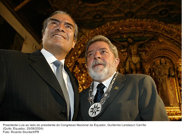 Presidente Lula ao lado do presidente do Congresso Nacional do Equador, Guillermo Landazuri Carrillo.