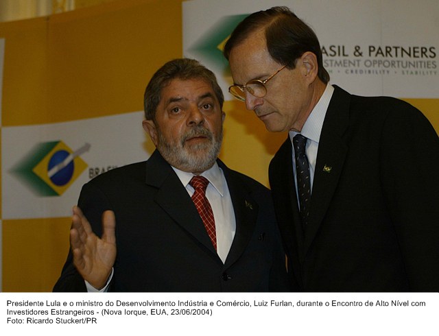 Presidente Lula e o ministro do MDIC, Luis Furlan, durante encontro de Alto Nível com Investidores Estrangeiros.