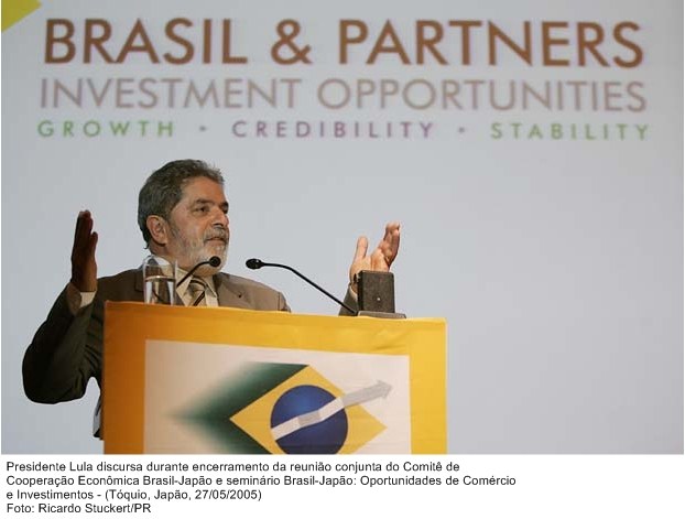 Presidente Lula discursa durante encerramento da reunião conjunta do comitê de Cooperação Econômica Brasil-Japão.
