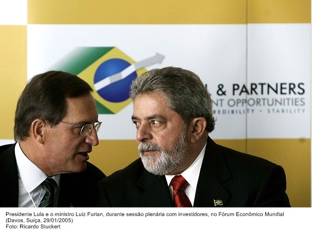 Presidente Lula e o ministro Luiz Furlan, durante sessão plenária com investidores, no Fórum Econômico Mundial.