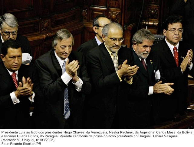 Presidente Lula durante cerimônia de posse do novo presidente do Uruguai, Tabaré Vasquez.