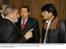 Presidente Lula, Hugo Cháves, e Evo Morales, conversam antes da reunião quatripartite.