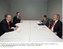 Presidente Lula e o ministro das Relações Exteriores, Celso Amorim, durante encontro com o primeiro-ministro, Tony Blair.