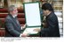 Presidente Lula e o presidente Evo Morales, durante cerimônia de troca de condecorações.