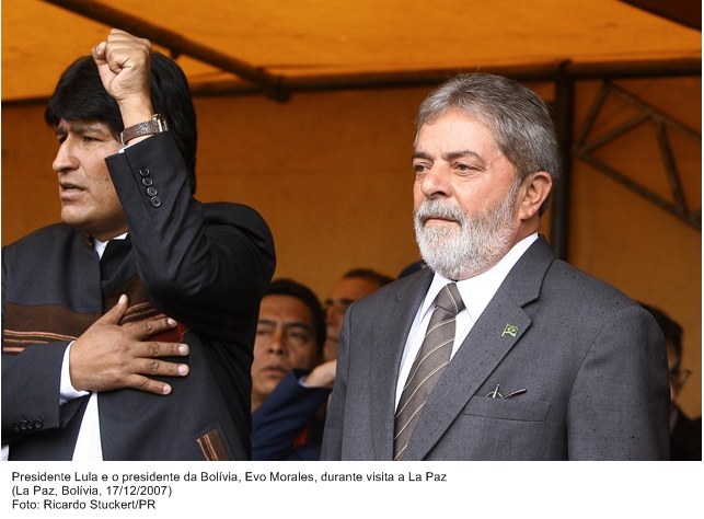 Presidente Lula e o presidente Evo Morales, durante visita à La Paz.