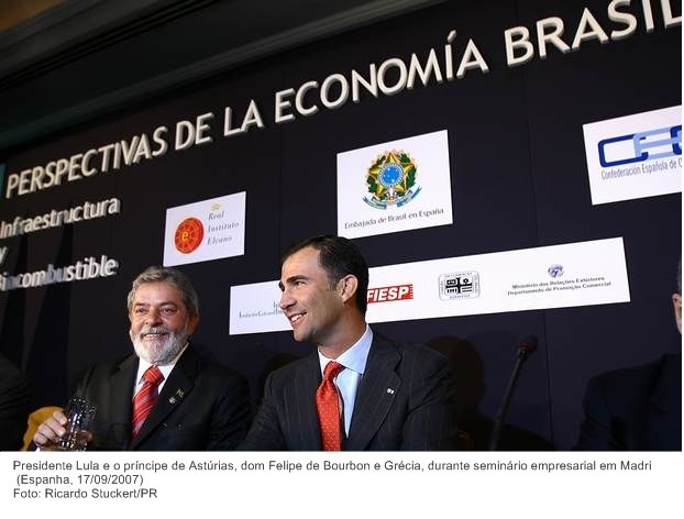 Presidente Lula e o príncipe das Astúria, Don Felipe de Bourbon, durante Seminário Empresarial em Madri.