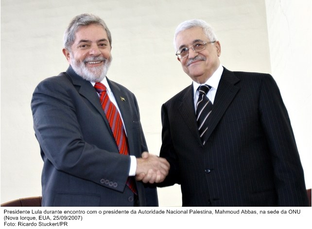 Presidente Lula durante encontro com o presidente da Autoridade Nacional da Palestina, Mahmoud Abbas, na sede da ONU.