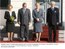 Presidente Lula e a primeira-dama, Marisa Letícia, ao lado da presidente da Finlândia, Tarja Halonen, durante cerimônia de boas-vindas.