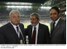 Presidente Lula, entre o presidente da CBF, Ricardo Teixeira, e o ministro do Esporte, Orlando Silva, no estádio de Wembley.