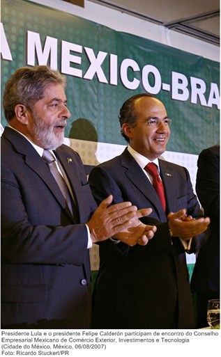 Presidente Lula e o presidente Felipe Calderón, participam do Conselho Empresarial Mexicano de Comércio Exterior, Investimentos e Tecnologia.