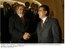 Presidente Lula cumprimenta o presidente do Paraguia, Nicanor Duarte, durante reunião com empresários paraguaios e brasileiros.