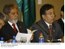 Presidente Lula e o presidente do Paraguai, Nicanor Duarte, durante reunião com empresários parguaios e brasileiros.