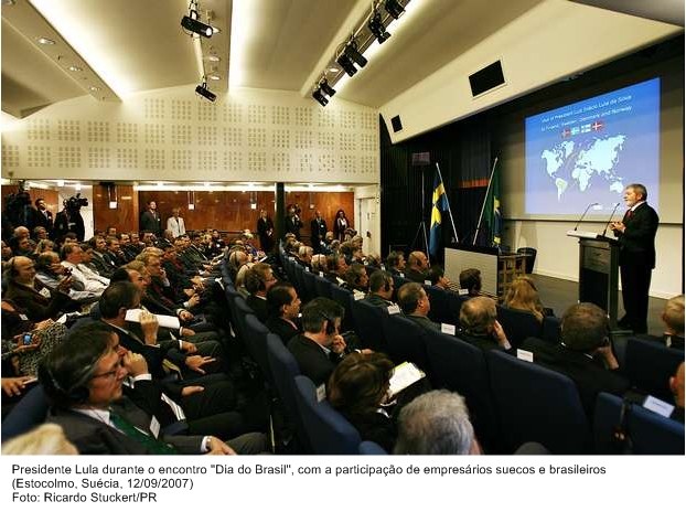 Presidente Lula durante o encontro Dia do Brasil com a participação de empresários brasileiros e suecos.