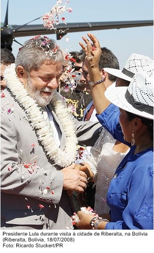 Presidente Lula durante visita à cidade de Riberalta, na Bolívia.