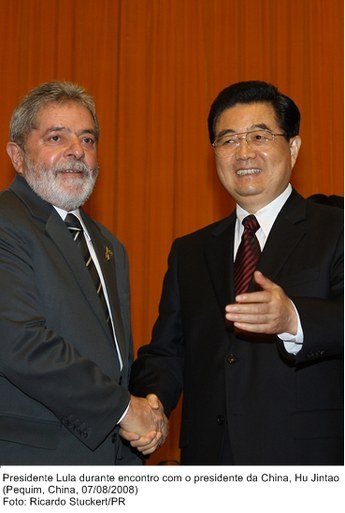 Presidente Lula durante encontro com o presidente da China, Hu Jintao.