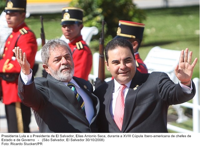 Presidente Lula e o presidente de El Salvador, Elias Antonio Saca, Durante a XVIII Cúpula Ibero-americana de Chefes de Estado.