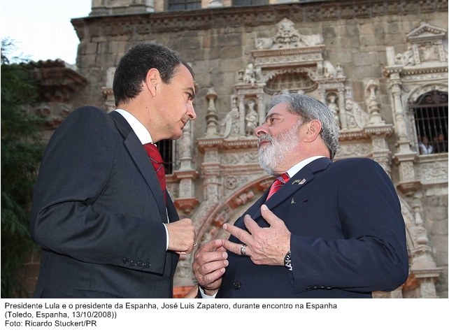 Presidente Lula e o presidente da Espanha, José Luís Zapatero,  durante encontro na Espanha.
