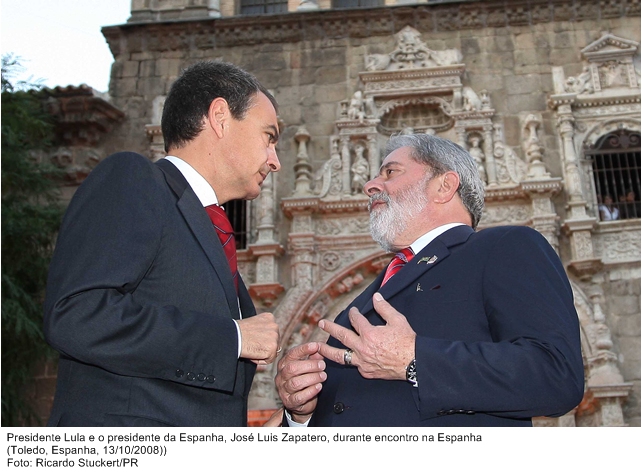 Presidente Lula e o presidente da Espanha, José Luís Zapatero,  durante encontro na Espanha.