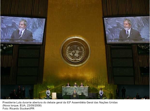 Presidente Lula na abertura do debate geral da 63ª Assembléia Geral das Nações Unidas.