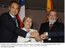 Presidente Lula, o presidente da Espanha, José Luiz Zapatero, e a pres. do Chile, Michelle Bachelet durante declaração sobre mecanismos financeiros.