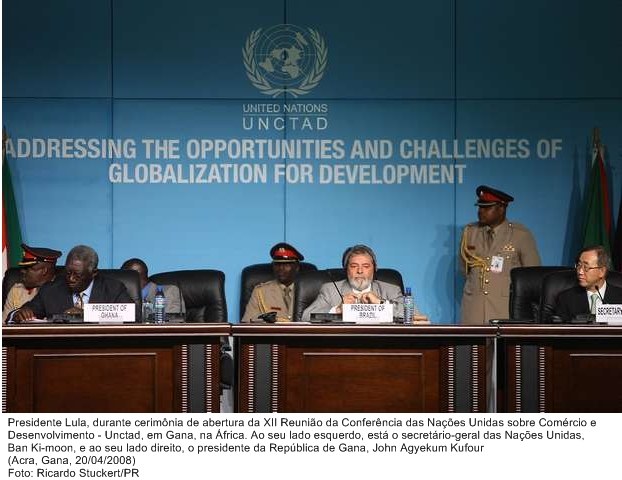 Presidente Lula durante cerimônia de abertura da XI Unctad, em Gana.