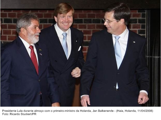 Presidente Lula durante almoço com o primeiro-ministro da Holanda, Jan Balkenende.